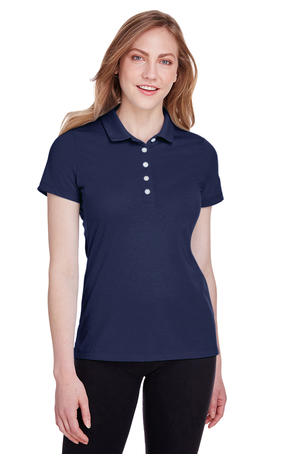 Puma 596921 Womens Fusion Performance Moisture Wicking Short Sleeve Polo Shirt Navy Blue Front