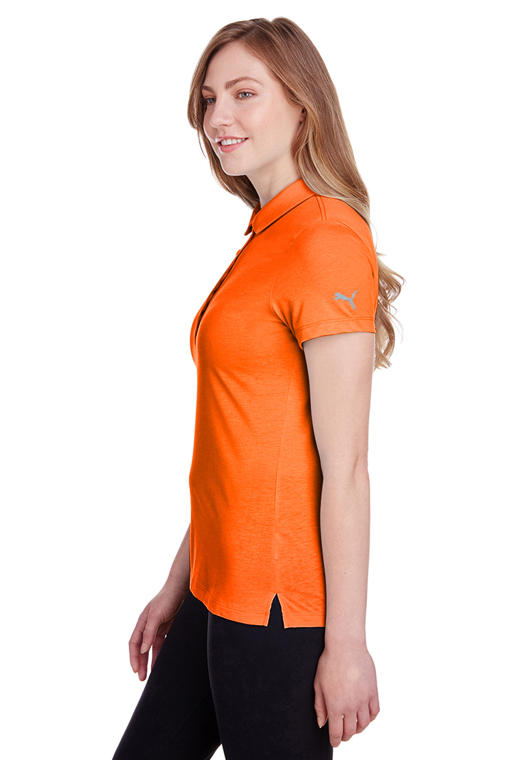 Puma 596921 Womens Fusion Performance Moisture Wicking Short Sleeve Polo Shirt Orange Side
