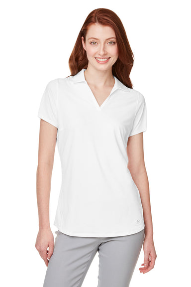 Puma 597695 Womens Cloudspun Free Short Sleeve Polo Shirt Bright White Front
