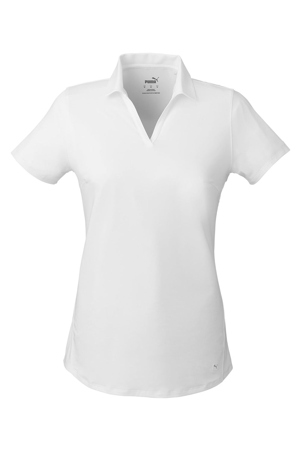 Puma 597695 Womens Cloudspun Free Short Sleeve Polo Shirt Bright White Flat Front