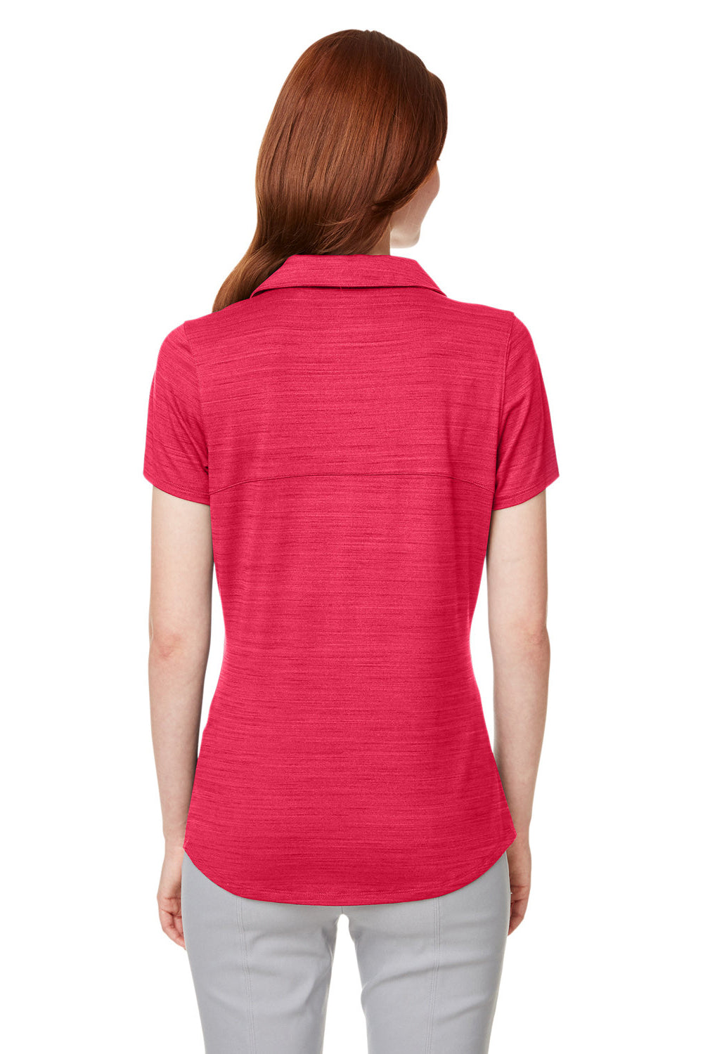 Puma 597695 Womens Cloudspun Free Short Sleeve Polo Shirt Heather Teaberry Red Back