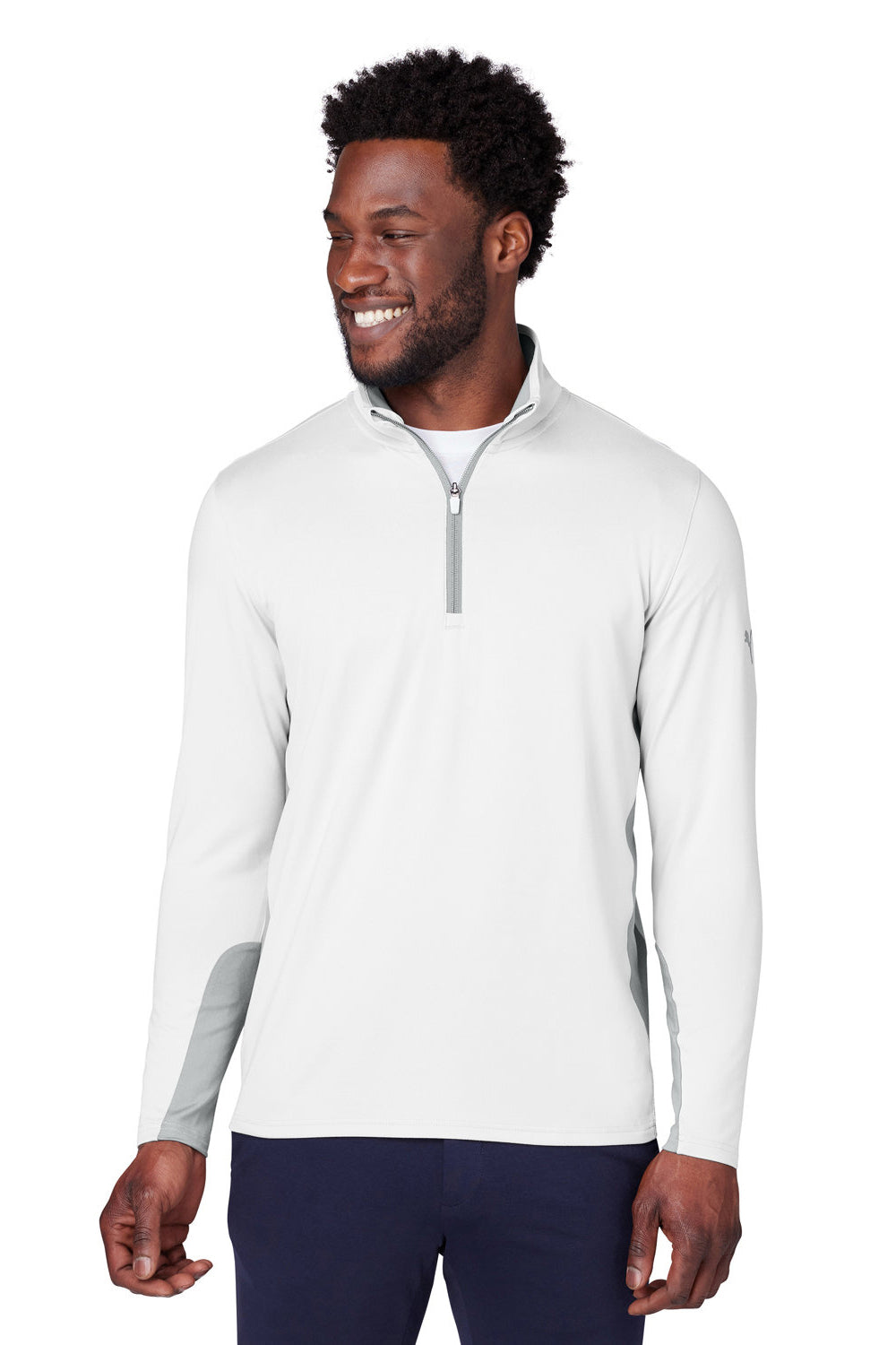 Puma 599127 Mens Gamer 1/4 Zip Sweatshirt Bright White Front