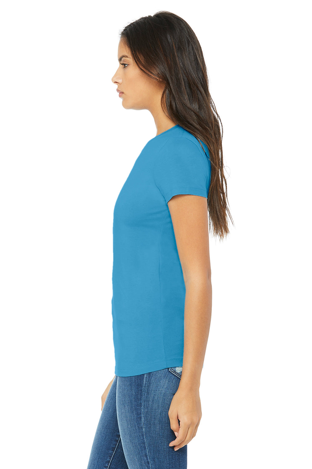 Bella + Canvas 6004 Womens The Favorite Short Sleeve Crewneck T-Shirt Aqua Blue Side