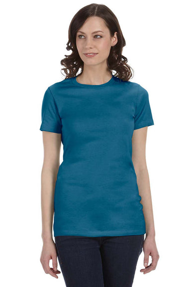 Bella + Canvas 6004 Womens The Favorite Short Sleeve Crewneck T-Shirt Deep Teal Blue Front