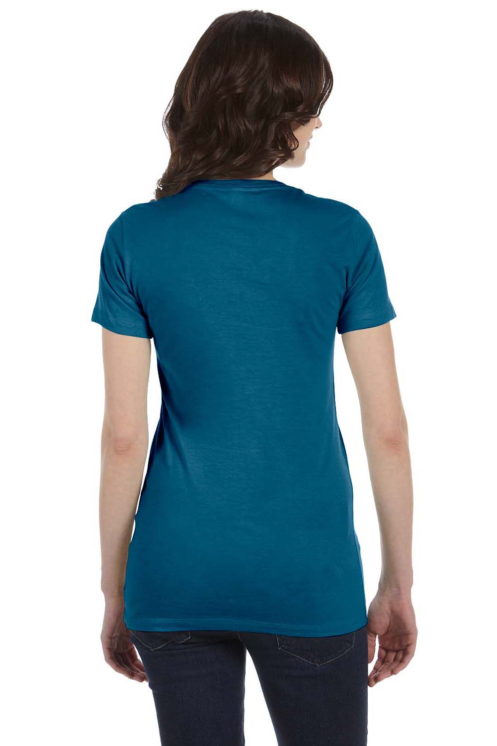 Bella + Canvas 6004 Womens The Favorite Short Sleeve Crewneck T-Shirt Deep Teal Blue Back