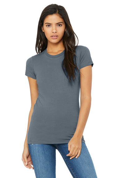 Bella + Canvas 6004 Womens The Favorite Short Sleeve Crewneck T-Shirt Steel Blue Front