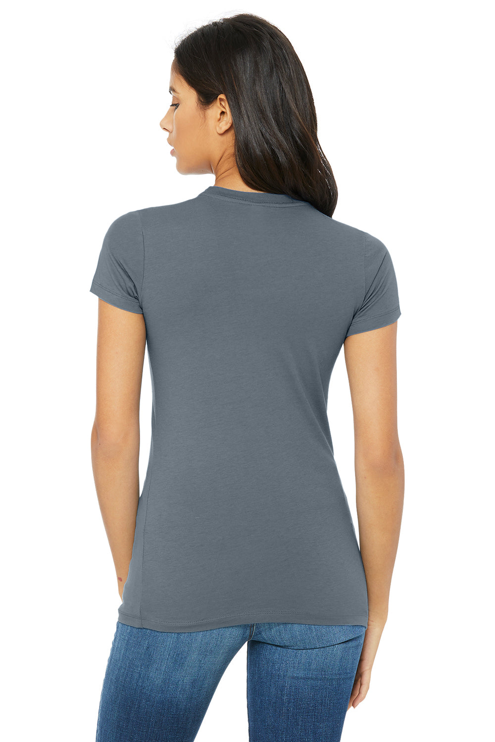 Bella + Canvas 6004 Womens The Favorite Short Sleeve Crewneck T-Shirt Steel Blue Back