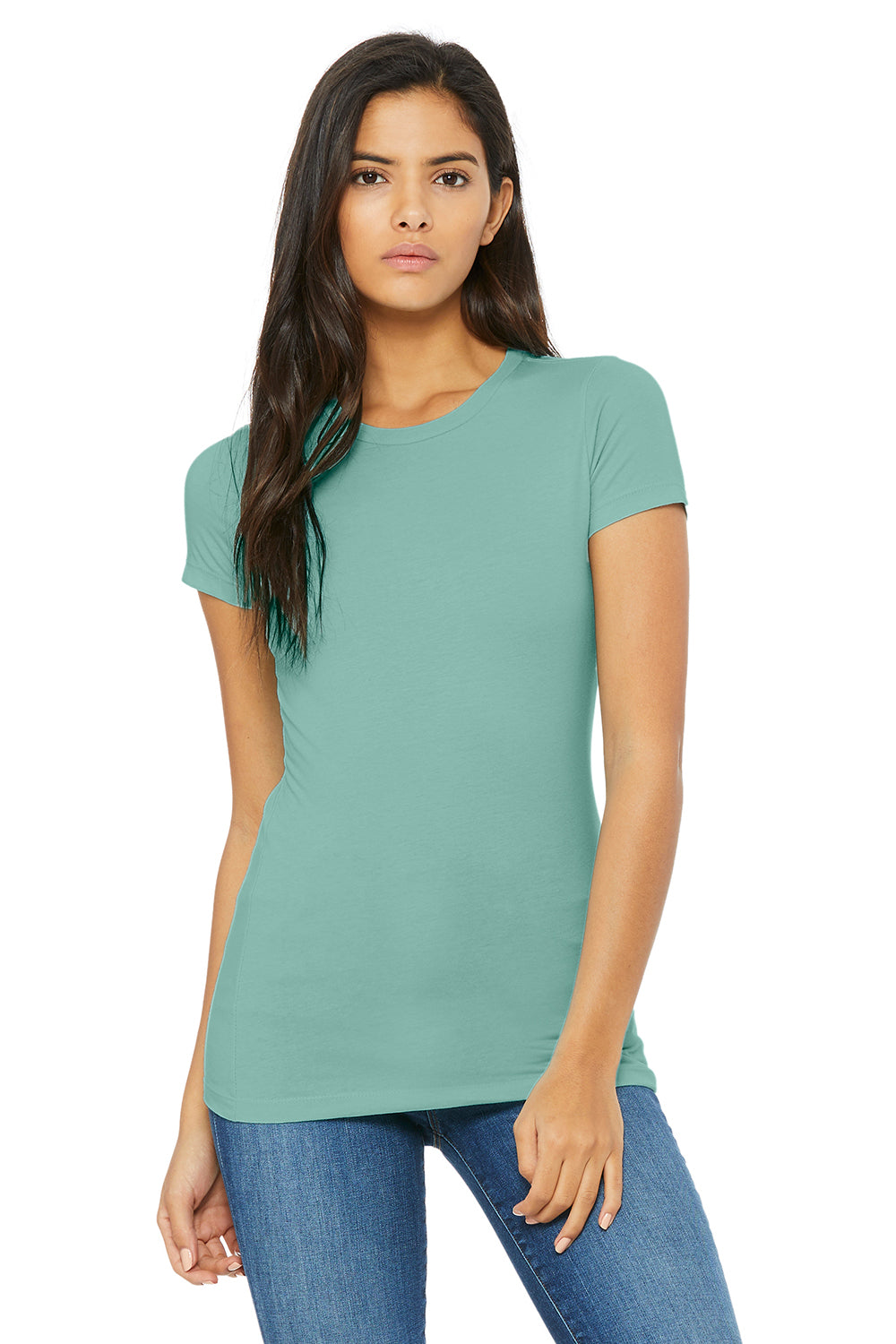 Bella + Canvas 6004 Womens The Favorite Short Sleeve Crewneck T-Shirt Seafoam Blue Front