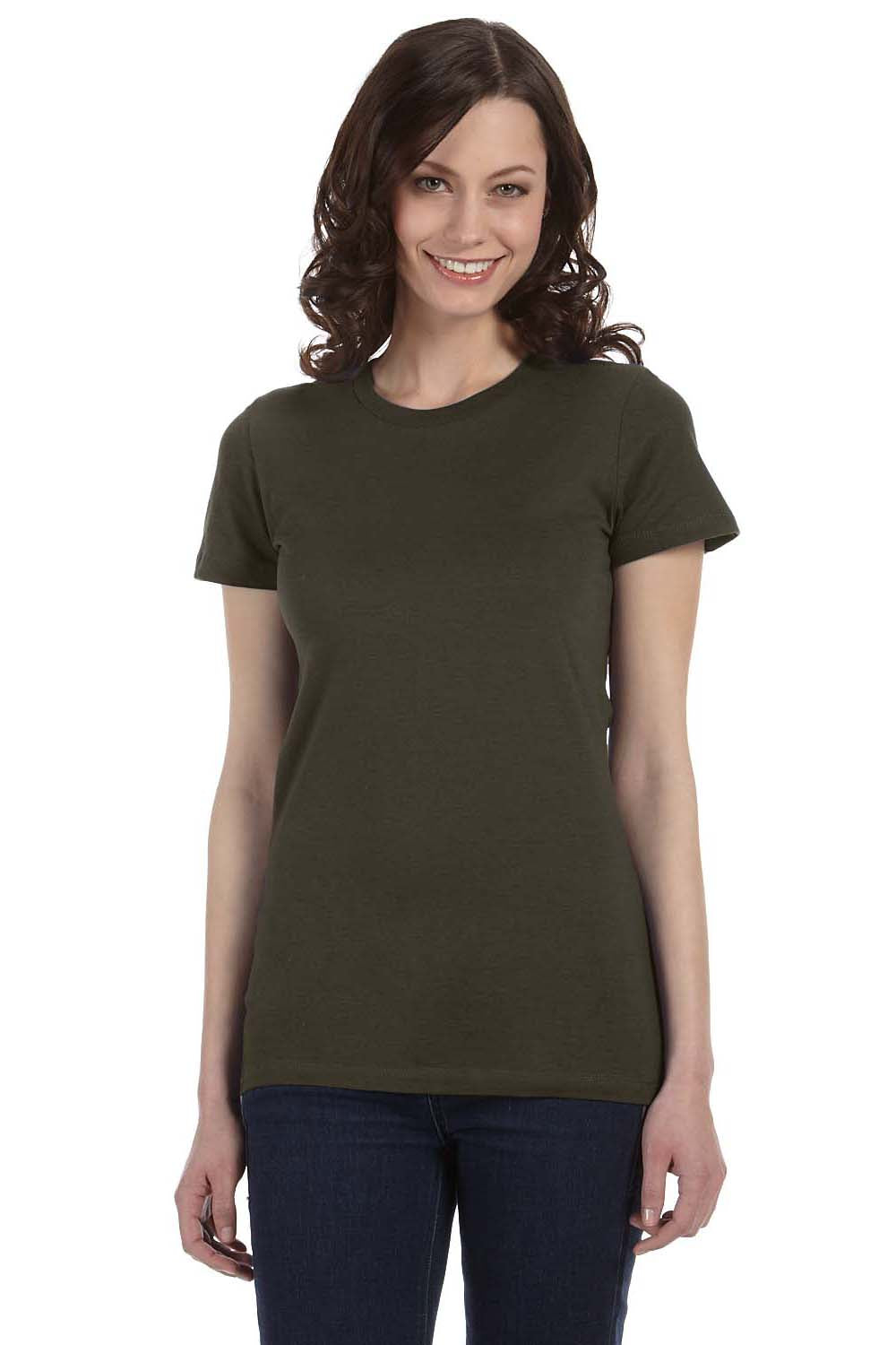 Bella + Canvas 6004 Womens The Favorite Short Sleeve Crewneck T-Shirt Army Green Front
