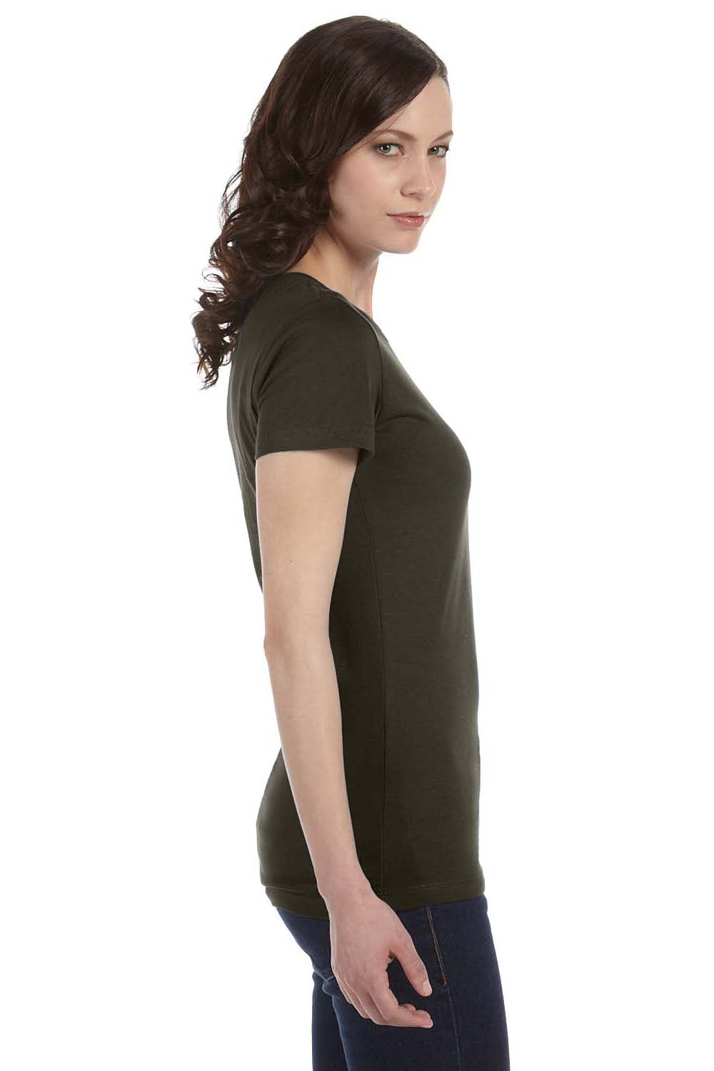 Bella + Canvas 6004 Womens The Favorite Short Sleeve Crewneck T-Shirt Army Green Side