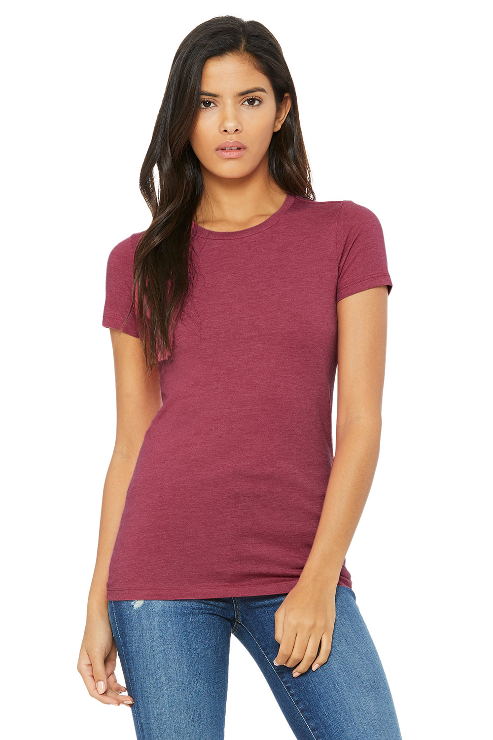 Bella + Canvas 6004 Womens The Favorite Short Sleeve Crewneck T-Shirt Heather Raspberry Pink Front