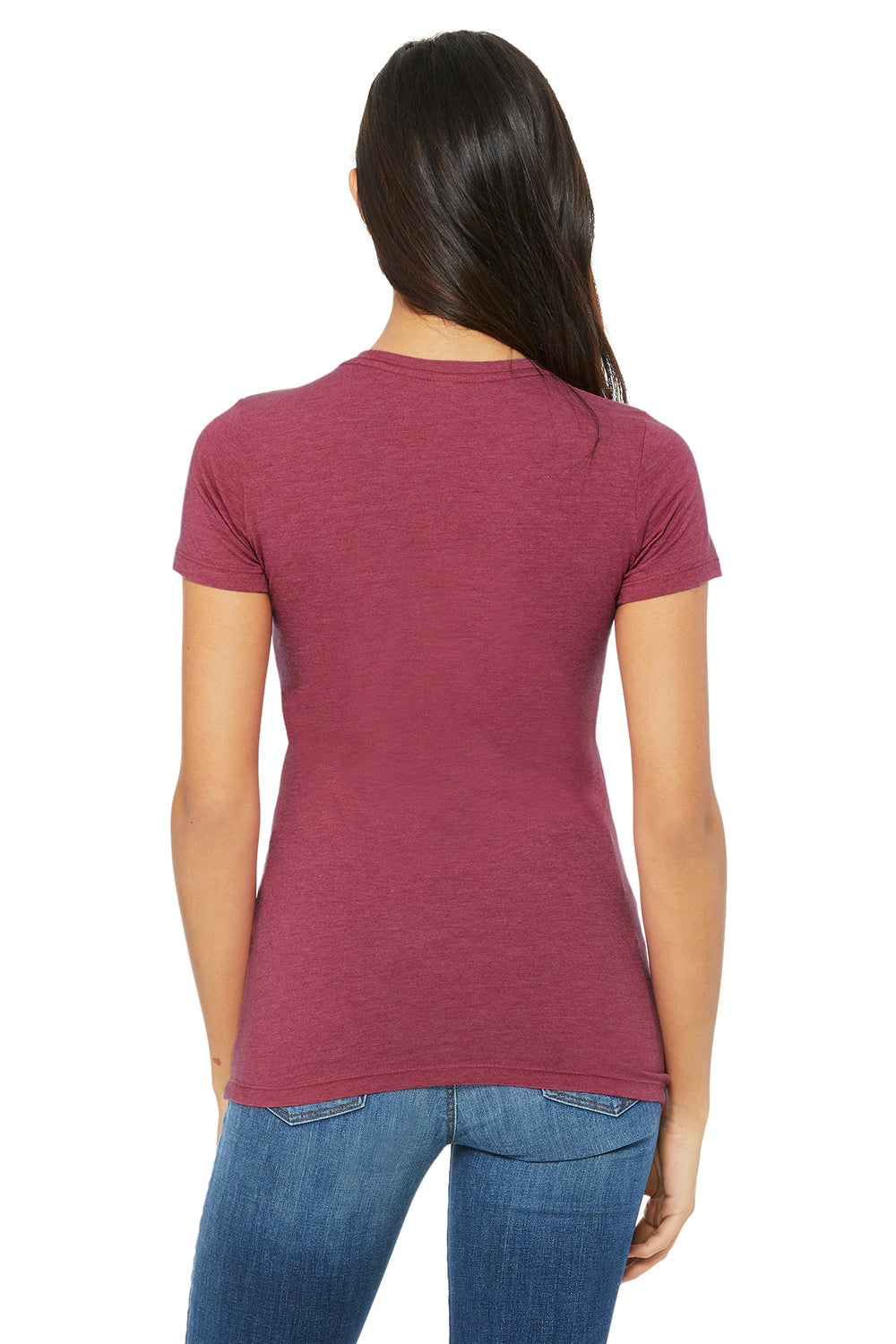 Bella + Canvas 6004 Womens The Favorite Short Sleeve Crewneck T-Shirt Heather Raspberry Pink Back