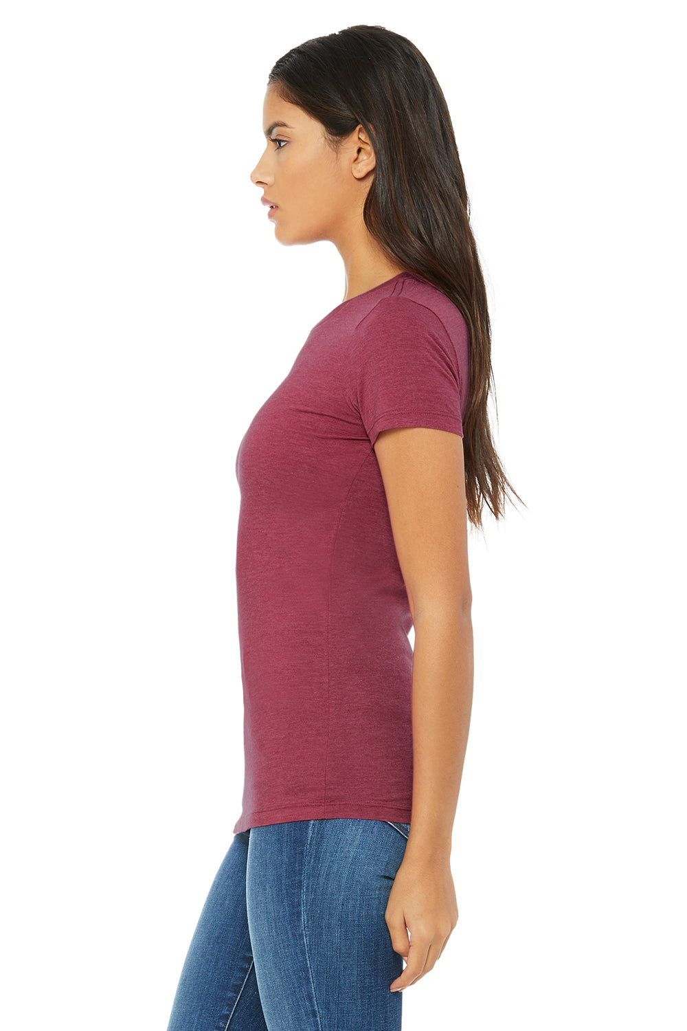 Bella + Canvas 6004 Womens The Favorite Short Sleeve Crewneck T-Shirt Heather Raspberry Pink Side