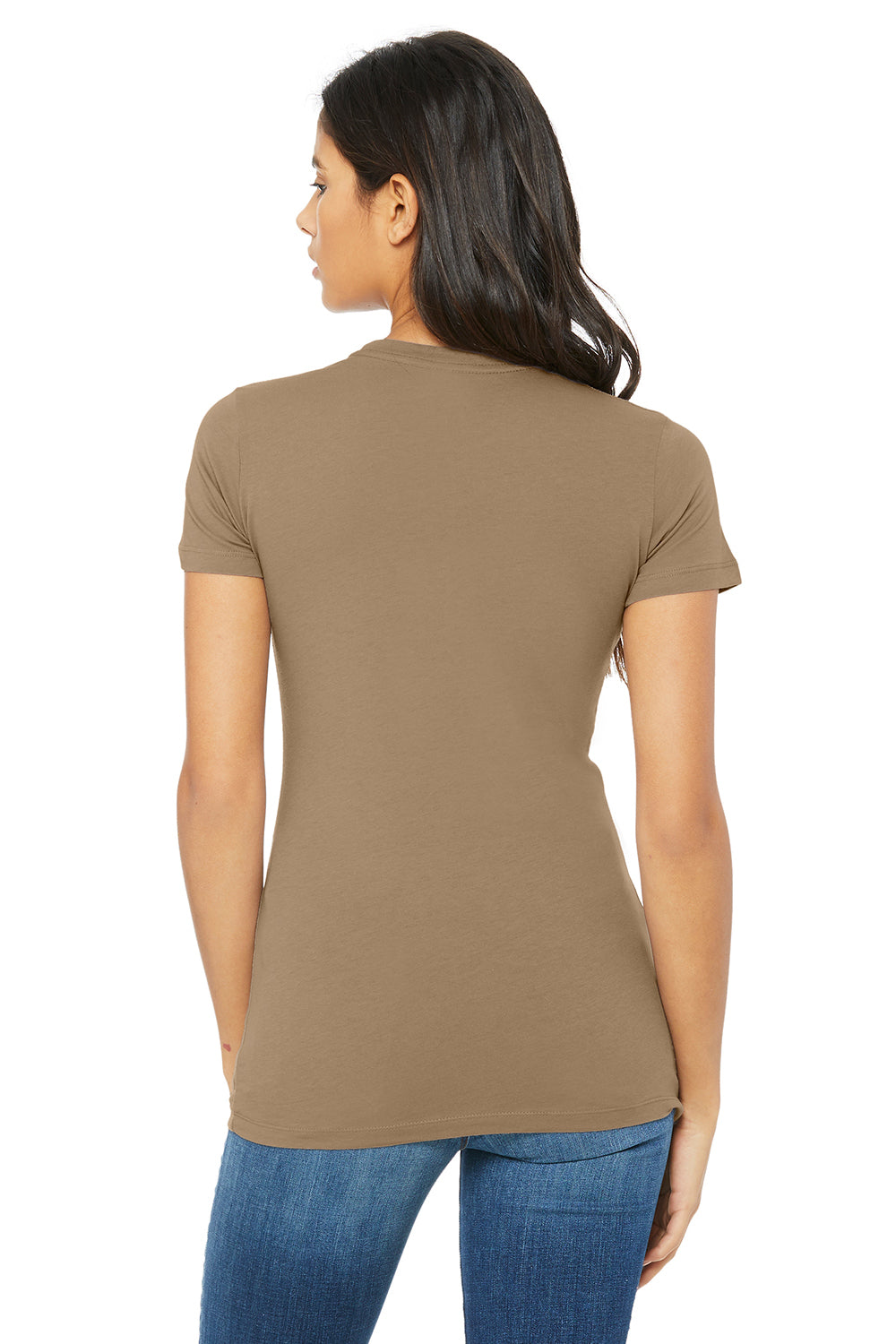 Bella + Canvas 6004 Womens The Favorite Short Sleeve Crewneck T-Shirt Pebble Brown Back