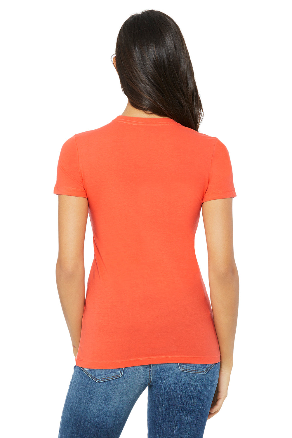 Bella + Canvas 6004 Womens The Favorite Short Sleeve Crewneck T-Shirt Coral Orange Back