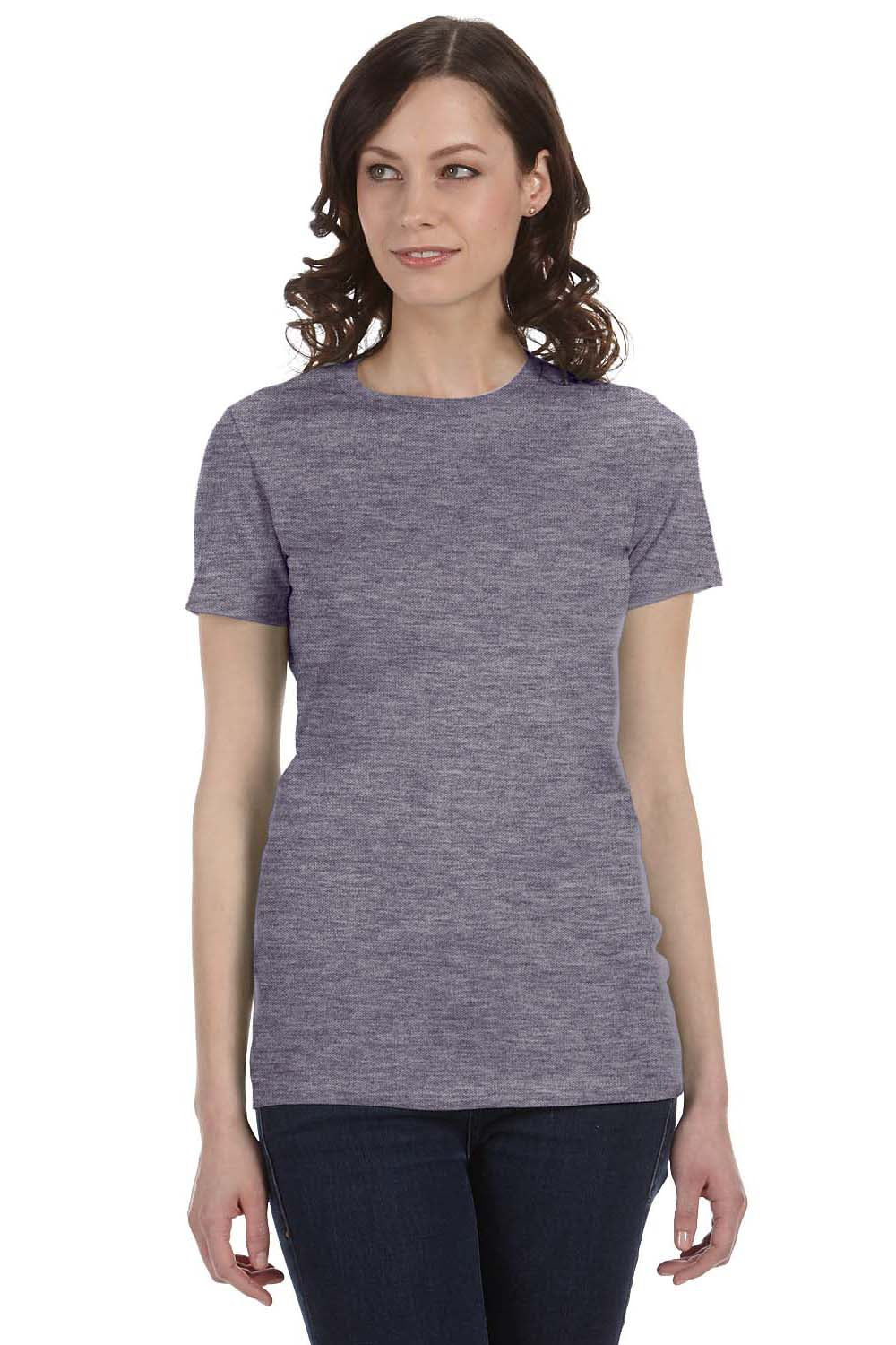 Bella + Canvas 6004 Womens The Favorite Short Sleeve Crewneck T-Shirt Heather Purple Front