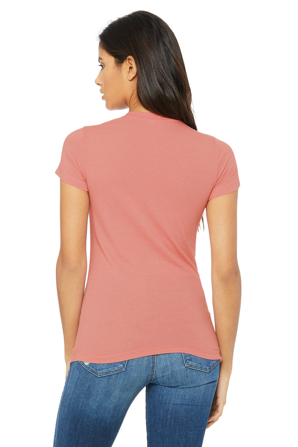 Bella + Canvas 6004 Womens The Favorite Short Sleeve Crewneck T-Shirt Heather Pink Back
