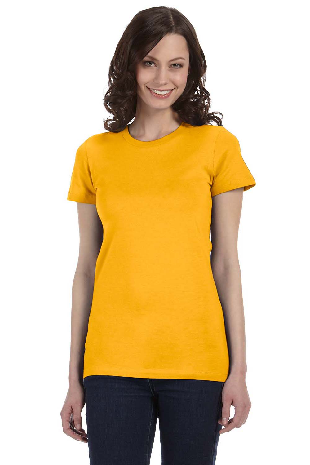 Bella + Canvas 6004 Womens The Favorite Short Sleeve Crewneck T-Shirt Gold Front