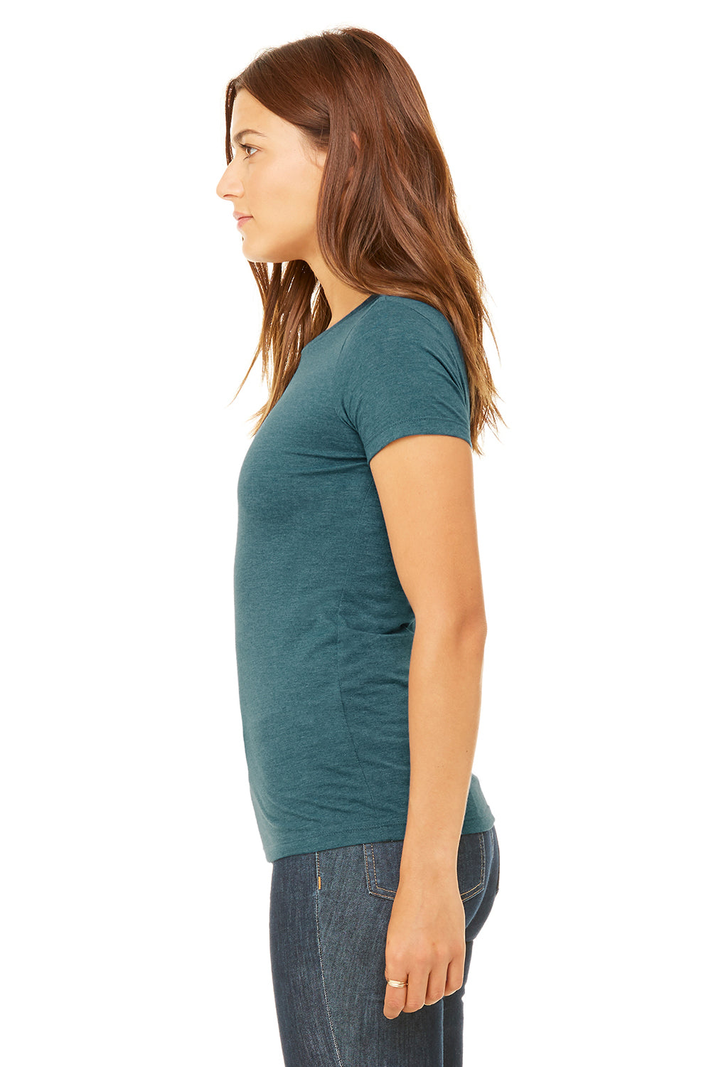 Bella + Canvas 6004 Womens The Favorite Short Sleeve Crewneck T-Shirt Heather Teal Green Side