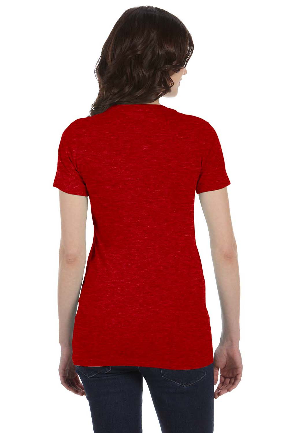 Bella + Canvas 6004 Womens The Favorite Short Sleeve Crewneck T-Shirt Heather Red Back
