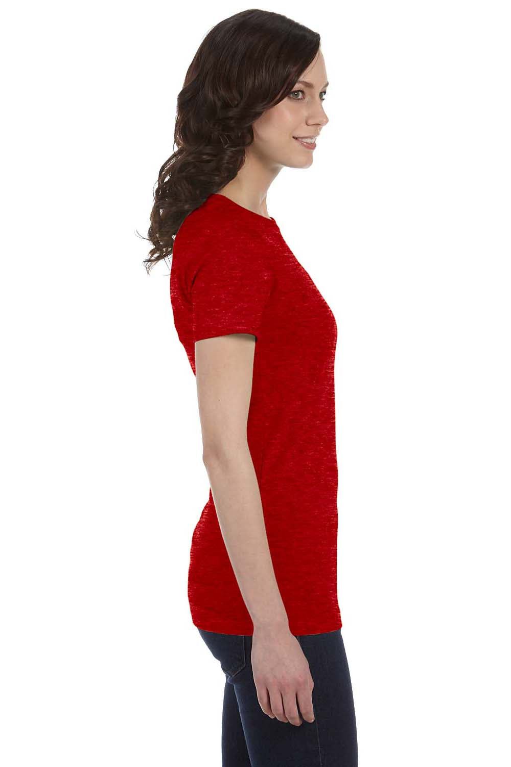 Bella + Canvas 6004 Womens The Favorite Short Sleeve Crewneck T-Shirt Heather Red Side