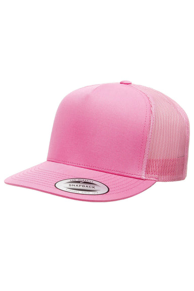 Yupoong 6006 Mens Adjustable Trucker Hat Pink Front