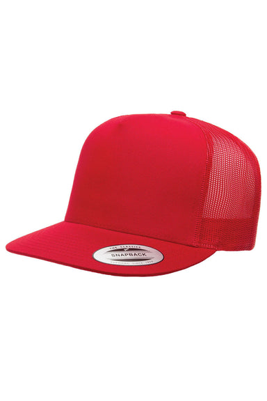 Yupoong 6006 Mens Adjustable Trucker Hat Red Front
