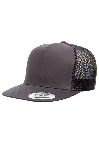 Yupoong 6006 Mens Adjustable Trucker Hat Charcoal Grey Front