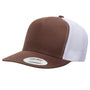 Yupoong Mens Adjustable Trucker Hat - Brown/White