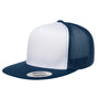 Yupoong Mens Adjustable Trucker Hat - White/Navy Blue