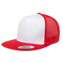 Yupoong Mens Adjustable Trucker Hat - White/Red
