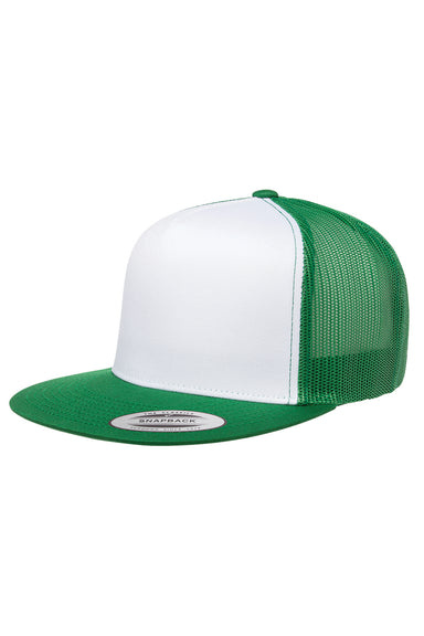 Yupoong 6006W Mens Adjustable Trucker Hat Kelly Green/White Front