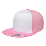 Yupoong Mens Adjustable Trucker Hat - White/Pink