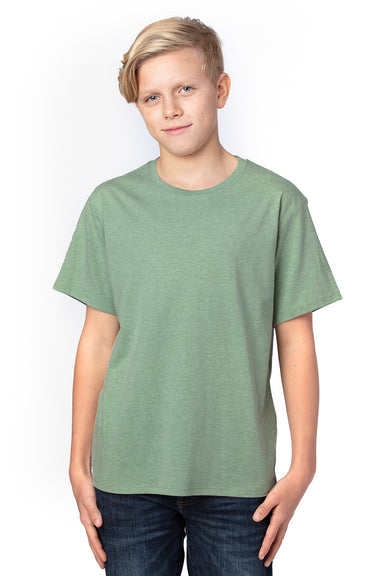 Threadfast Apparel 600A Youth Ultimate Short Sleeve Crewneck T-Shirt Heather Army Green Front