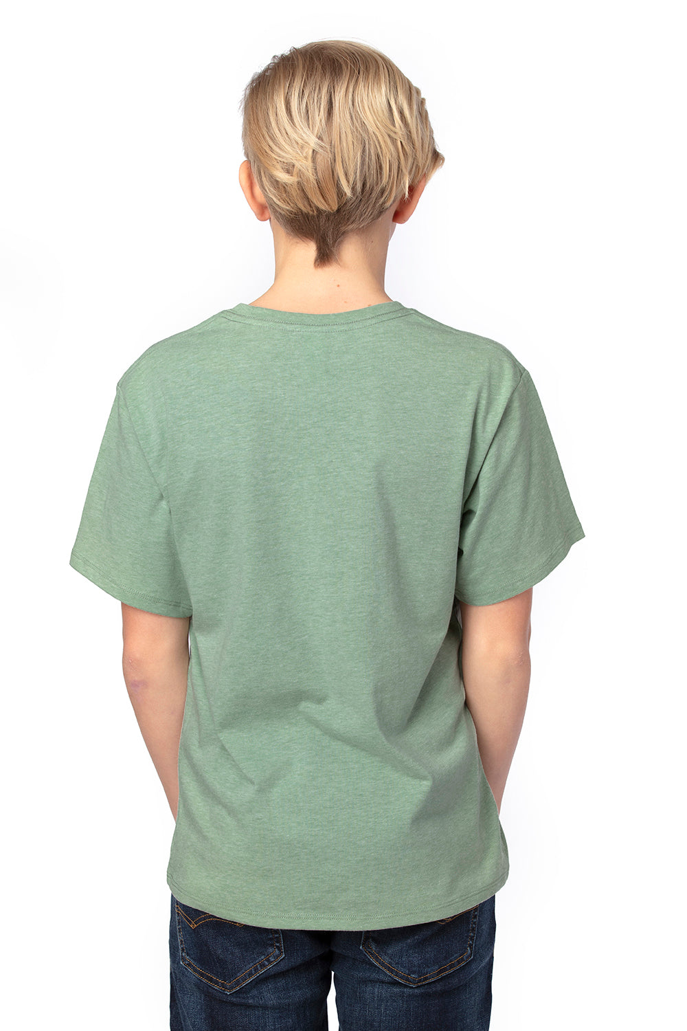 Threadfast Apparel 600A Youth Ultimate Short Sleeve Crewneck T-Shirt Heather Army Green Back