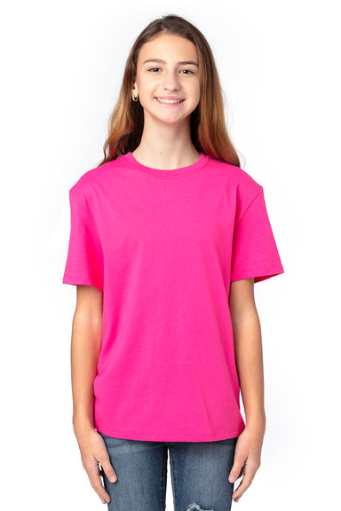 Threadfast Apparel 600A Youth Ultimate Short Sleeve Crewneck T-Shirt Hot Pink Front