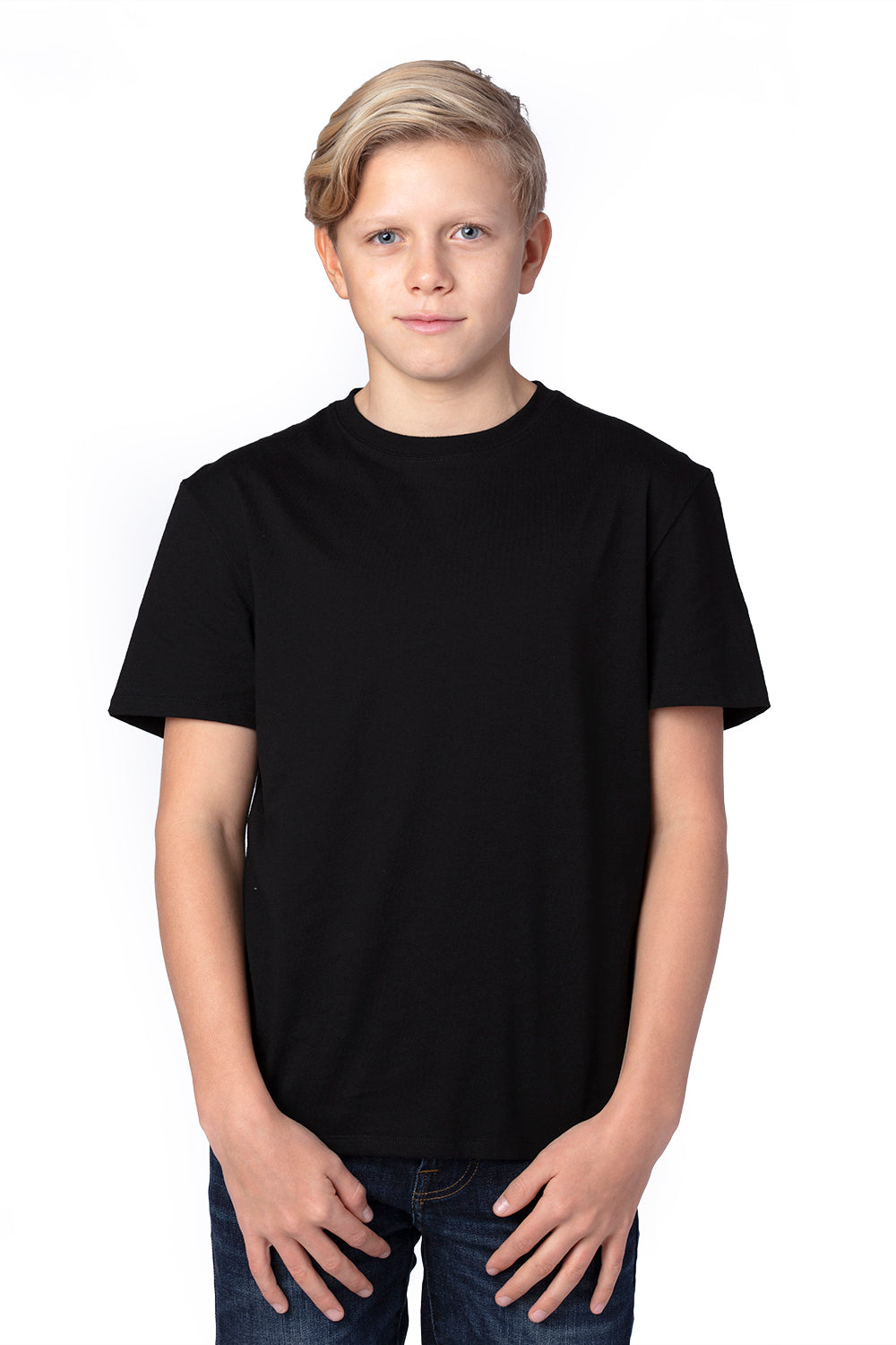 Threadfast Apparel 600A Youth Ultimate Short Sleeve Crewneck T-Shirt Black Front