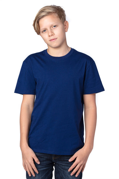 Threadfast Apparel 600A Youth Ultimate Short Sleeve Crewneck T-Shirt Navy Blue Front