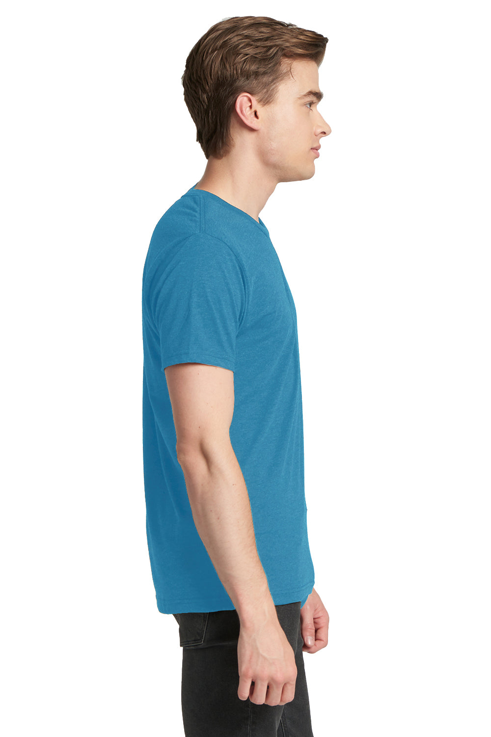 Next Level 6010 Mens Jersey Short Sleeve Crewneck T-Shirt Turquoise Blue Side