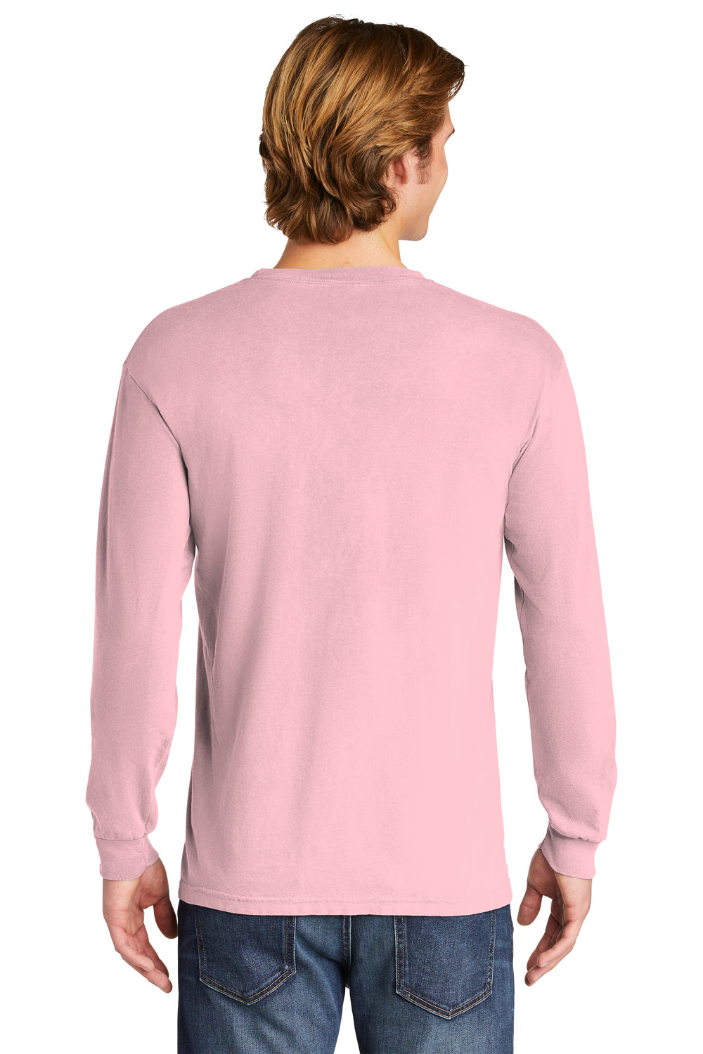 Comfort Colors 6014/C6014 Mens Long Sleeve Crewneck T-Shirt Blossom Pink Back