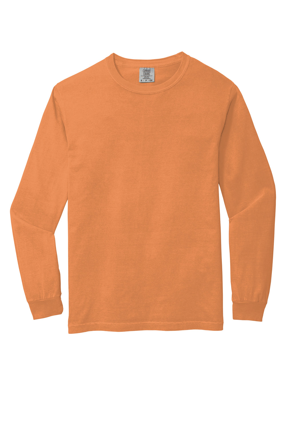 Comfort Colors Mens Long Sleeve Crewneck T-Shirt Burnt Orange Flat Front