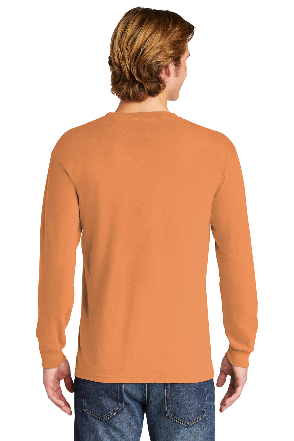 Comfort Colors Mens Long Sleeve Crewneck T-Shirt Burnt Orange Back
