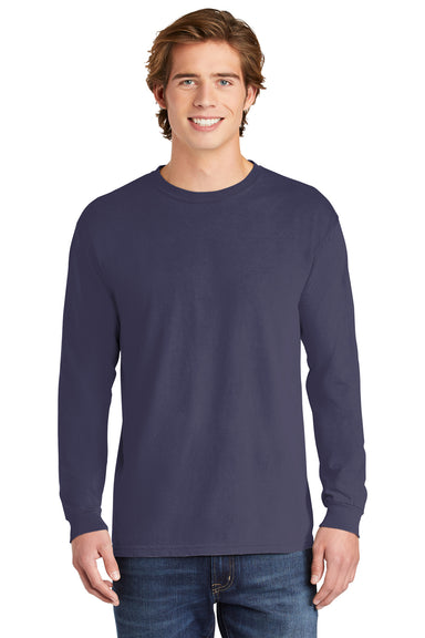 Comfort Colors Mens Long Sleeve Crewneck T-Shirt Grape Purple Front