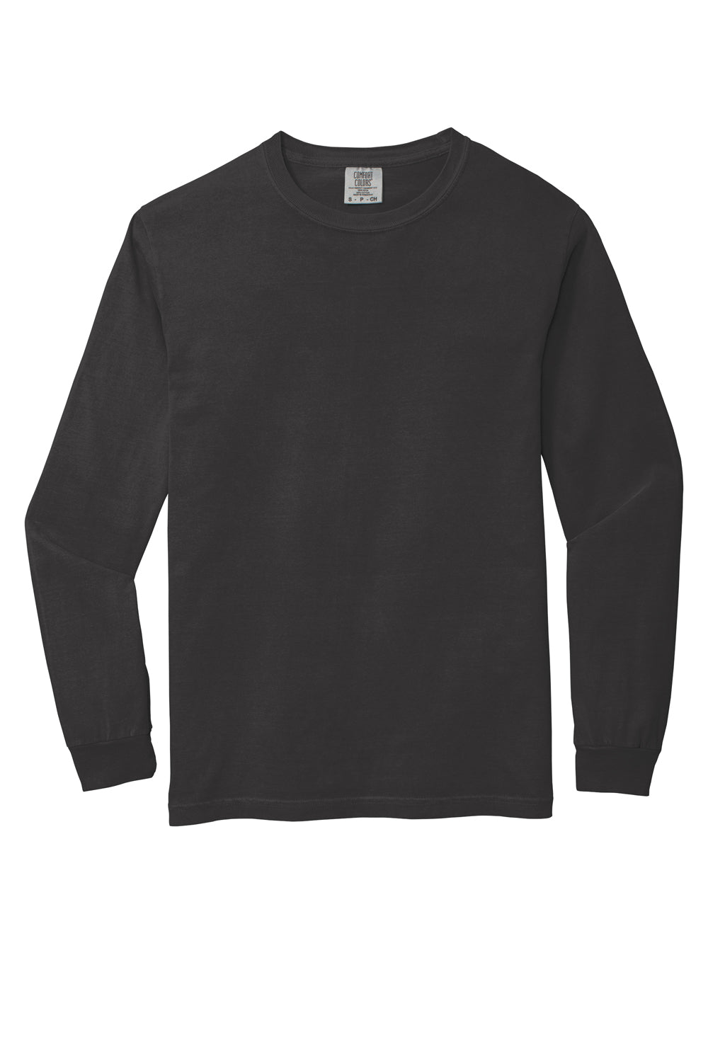 Comfort Colors 6014/C6014 Mens Long Sleeve Crewneck T-Shirt Graphite Grey Flat Front