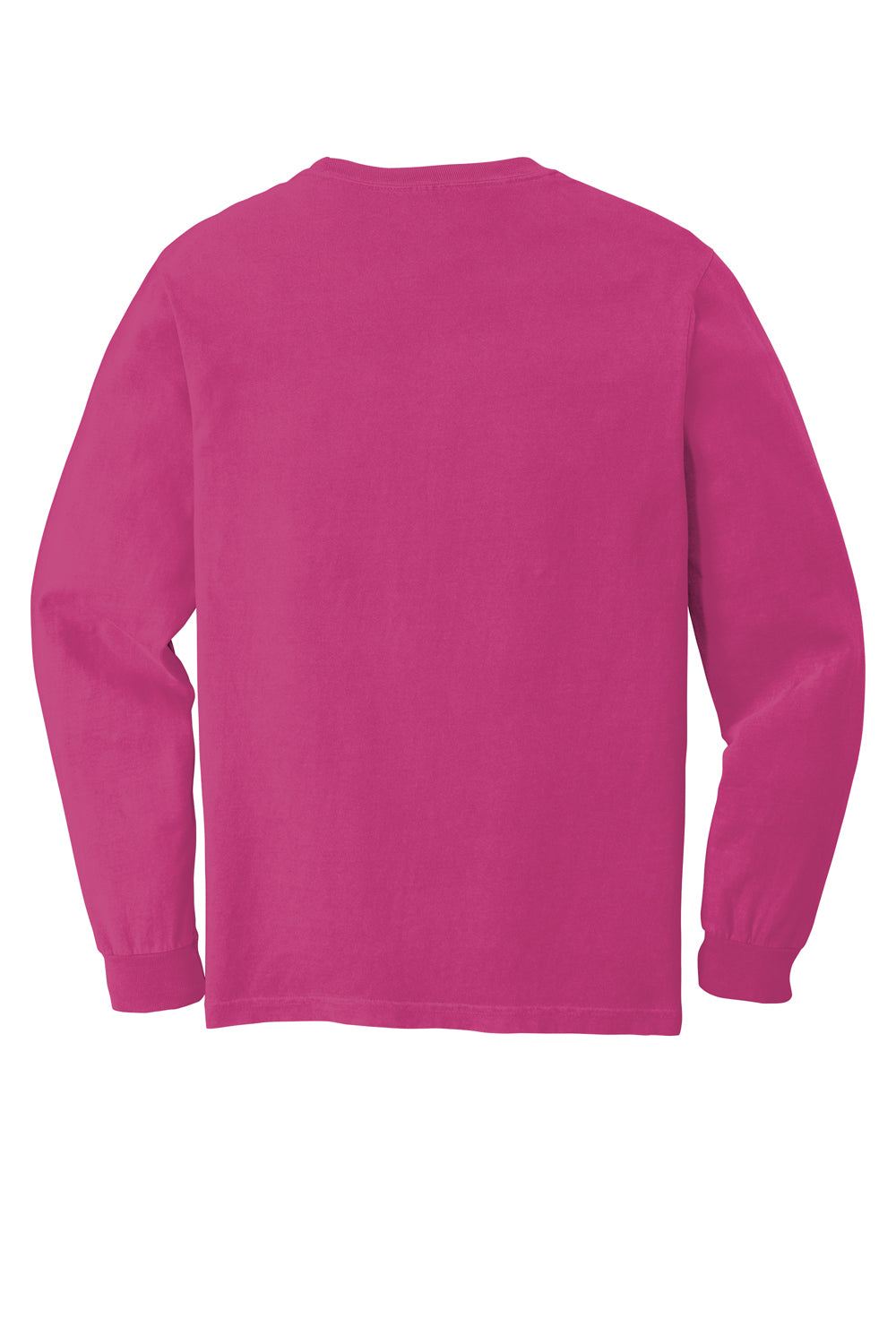 Comfort Colors Mens Long Sleeve Crewneck T-Shirt Heliconia Pink Flat Back