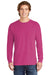 Comfort Colors Mens Long Sleeve Crewneck T-Shirt Heliconia Pink Front