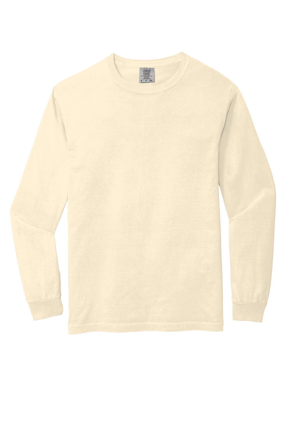 Comfort Colors Mens Long Sleeve Crewneck T-Shirt Ivory Flat Front