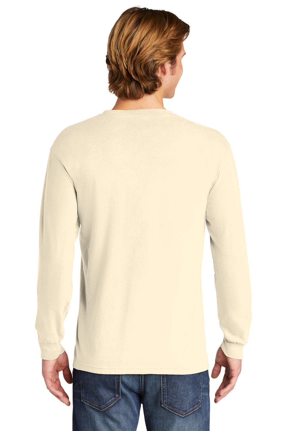Comfort Colors Mens Long Sleeve Crewneck T-Shirt Ivory Back