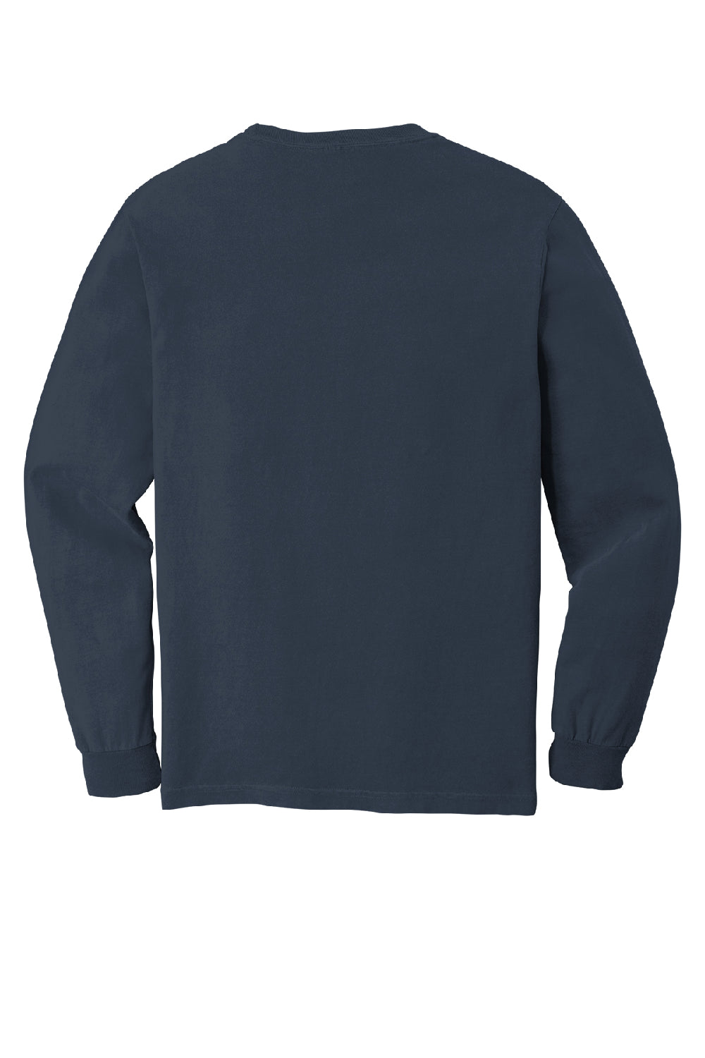 Comfort Colors 6014/C6014 Mens Long Sleeve Crewneck T-Shirt Midnight Navy Blue Flat Back