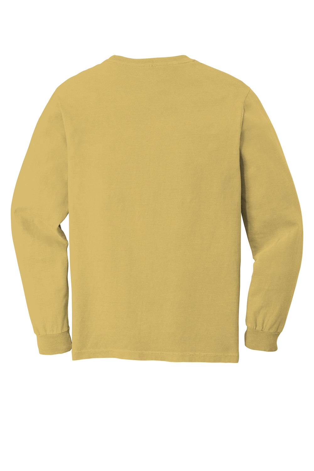 Comfort Colors 6014/C6014 Mens Long Sleeve Crewneck T-Shirt Mustard Yellow Flat Back